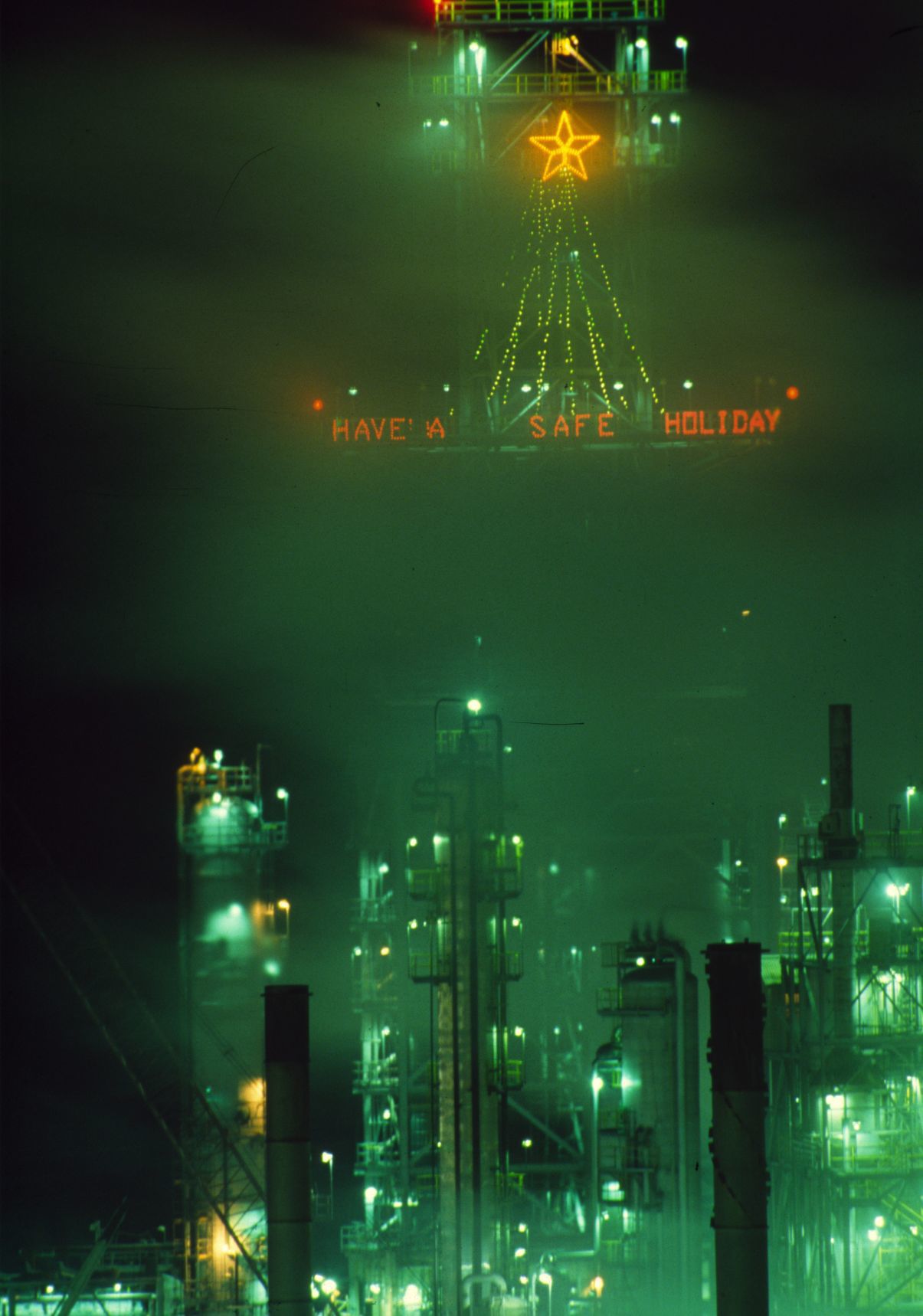 Decorations at Conoco refinery, December, 1991